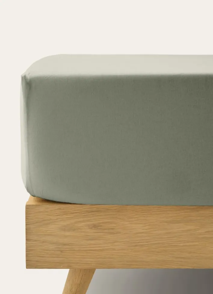 DRAP HOUSSE EN COTON VERT TENDRE