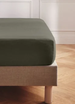 DRAP HOUSSE EN DOUBLE GAZE KAKI