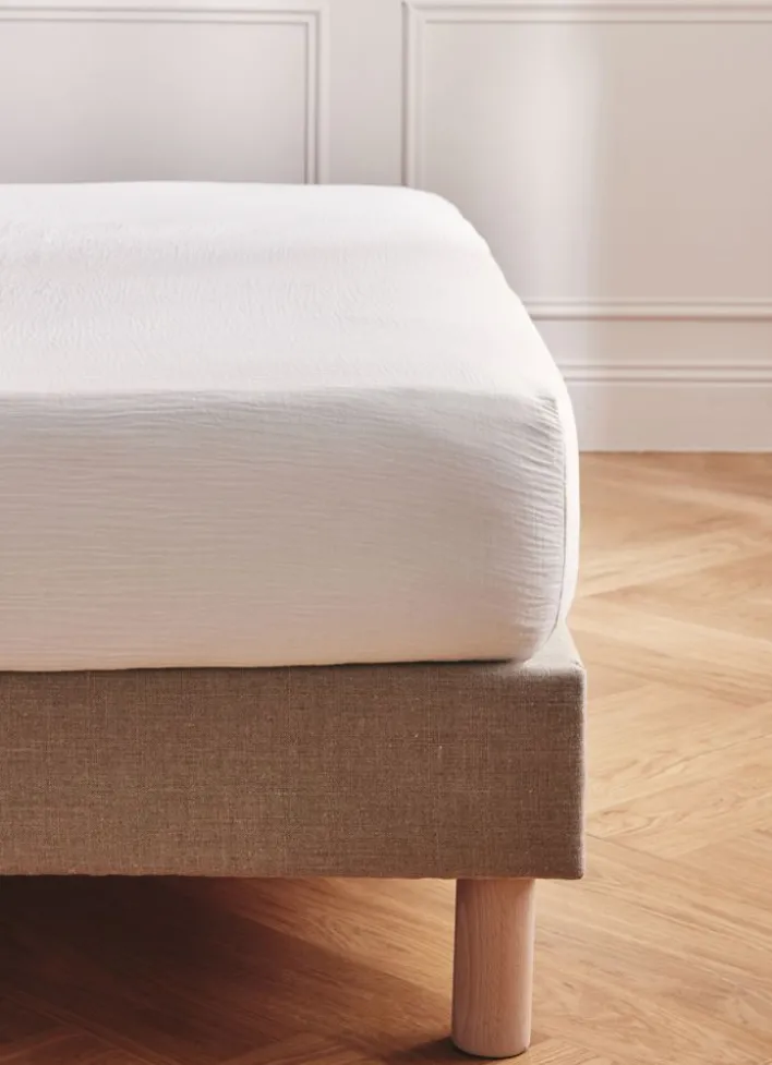 DRAP HOUSSE EN DOUBLE GAZE LAIT