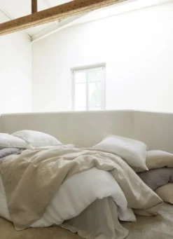 DRAP HOUSSE EN LIN LAVÉ UNI 165GR BLANC