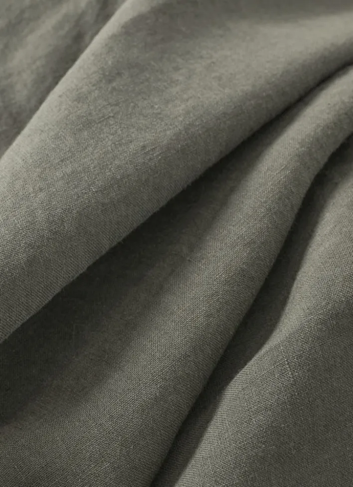 DRAP HOUSSE EN LIN LAVÉ UNI 165GR VERT DE GRIS