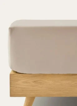 DRAP HOUSSE EN PERCALE DE COTON POUR LIT ARTICULÉ SABLE