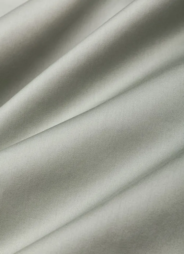 DRAP HOUSSE EN SATIN DE COTON UNI VERT DE GRIS