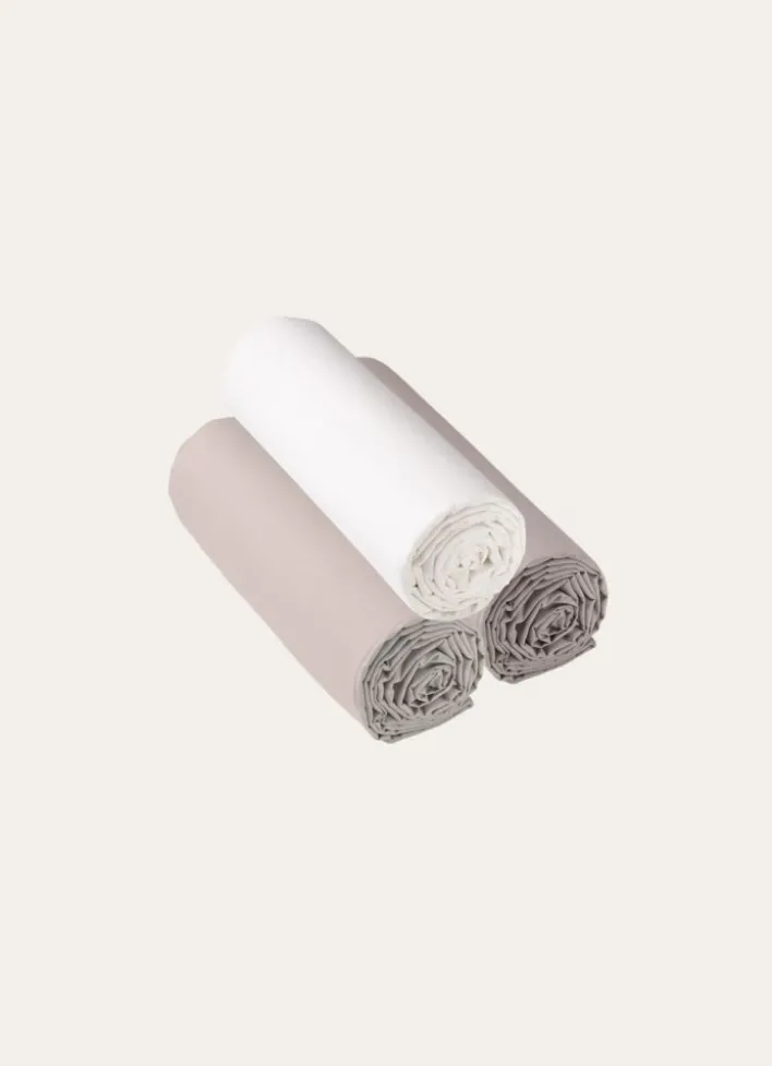 DRAP HOUSSE UNI EN COTON GRAND BONNET 32CM TAUPE CLAIR