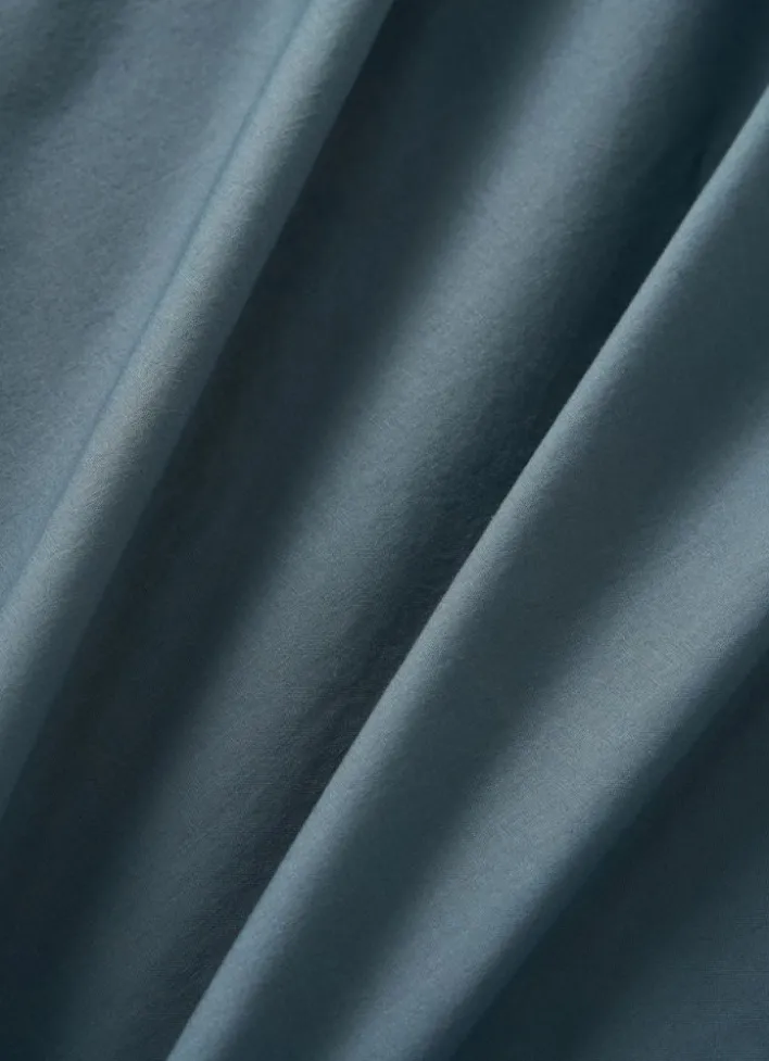 DRAP HOUSSE UNI EN COTON LAVÉ BIO GRIS BLEU