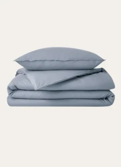 DRAP HOUSSE UNI EN COTON LAVÉ BIO BLEU