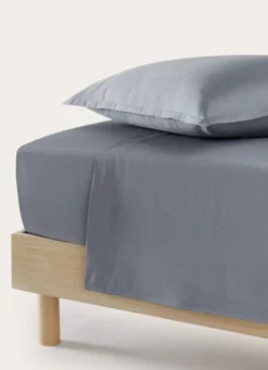 DRAP PLAT EN SATIN DE COTON UNI ARDOISE