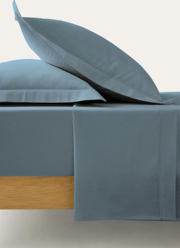 DRAP PLAT UNI EN COTON BLEU