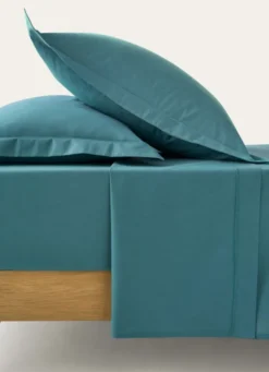 DRAP PLAT UNI EN COTON BLEU PAON