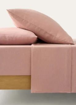 DRAP PLAT UNI EN LIN LAVÉ - 165GR ROSE