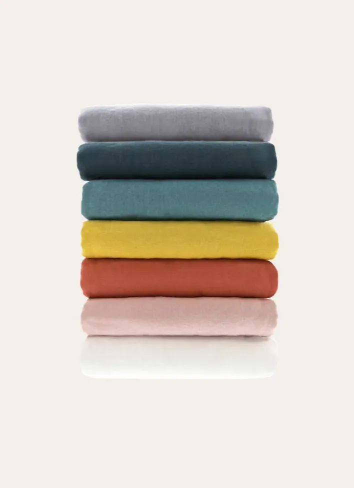 DRAP PLAT UNI EN LIN LAVÉ - 165GR ROSE
