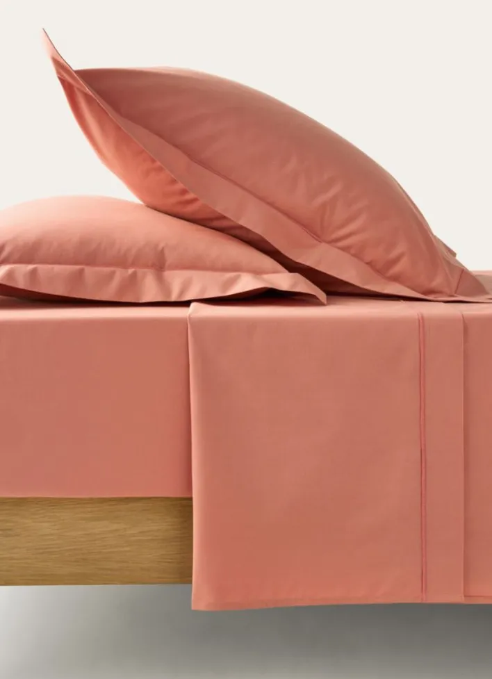 DRAP PLAT UNI EN PERCALE DE COTON CORAIL