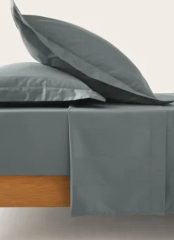 DRAP PLAT UNI SATIN DE COTON RAYURES JACQUARD GLACIER