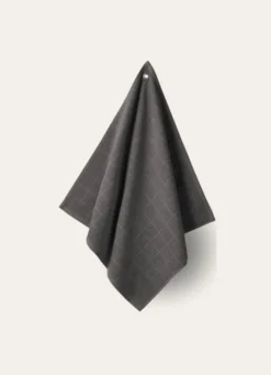 ESSUIE-MAINS À CARREAUX EN COTON GRIS FONCE
