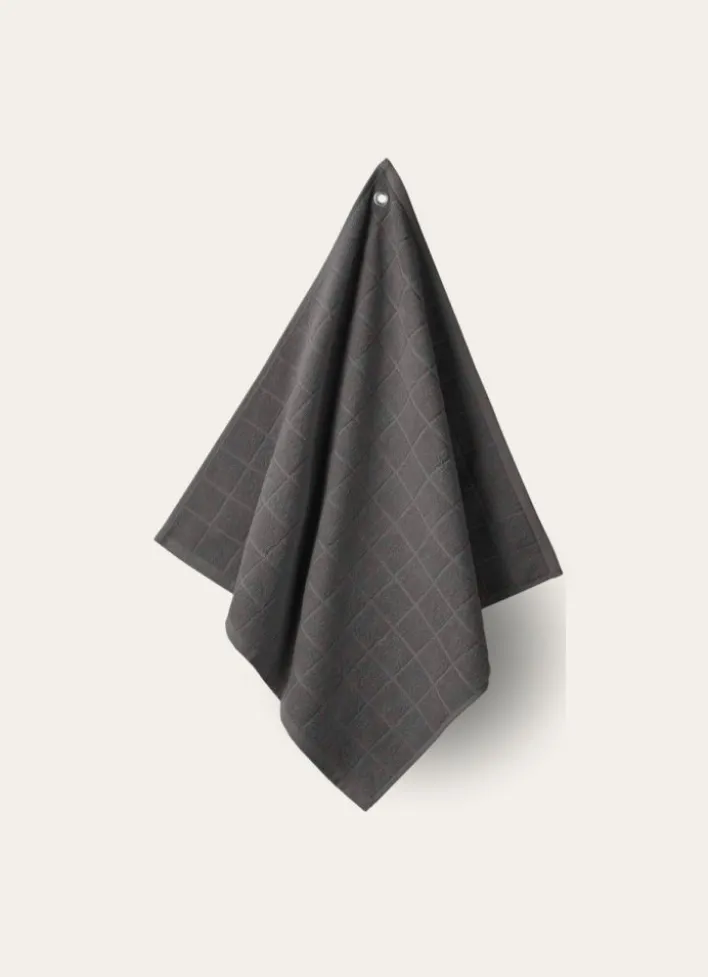 ESSUIE-MAINS À CARREAUX EN COTON GRIS FONCE