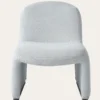 FAUTEUIL BAS ASSISE COURBÉE BLANC / GRIS CHINÉ