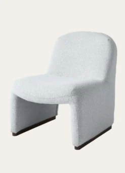 FAUTEUIL BAS ASSISE COURBÉE BLANC / GRIS CHINÉ