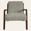 FAUTEUIL EN BOIS AVEC ASSISE EN TISSU CHEVRON ÉCRU/GRIS TAUPE