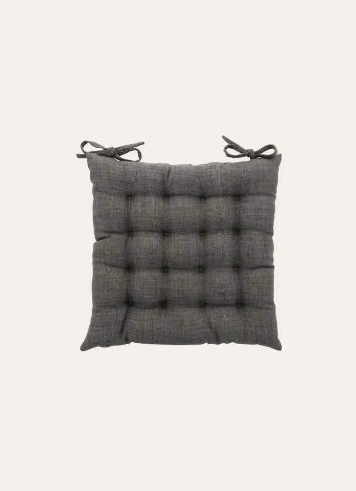 GALETTE DE CHAISE UNIE EFFET DE MATIÈRE GRIS