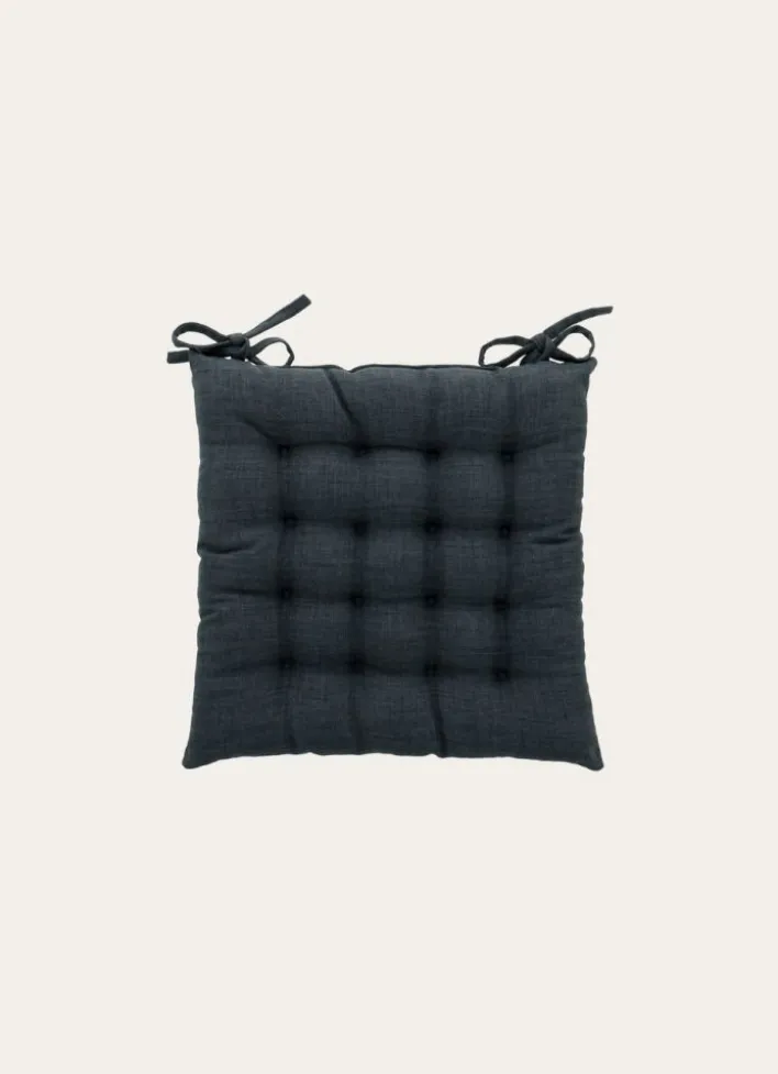 GALETTE DE CHAISE UNIE EFFET DE MATIÈRE ANTHRACITE