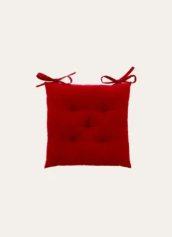 GALETTE DE CHAISE UNIE EN COTON ROUGE CERISE