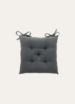 GALETTE DE CHAISE UNIE EN COTON GRIS ANTHRACITE
