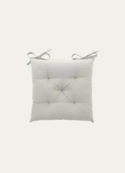 GALETTE DE CHAISE UNIE EN COTON GRIS PERLE