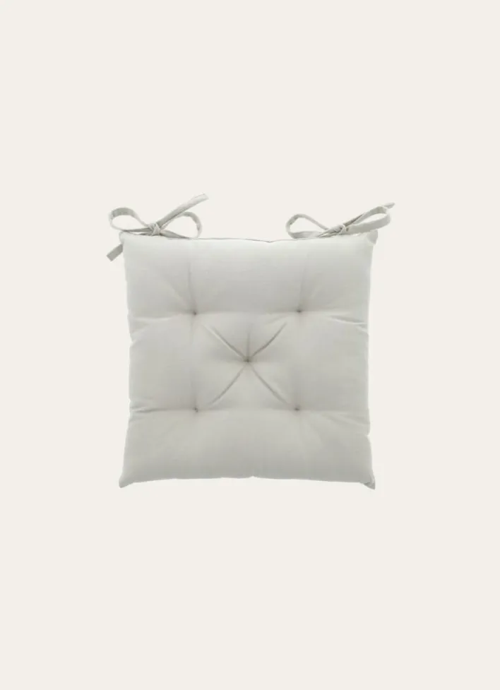 GALETTE DE CHAISE UNIE EN COTON GRIS PERLE