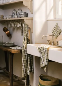GANT DE CUISINE À CARREAUX VERT KAKI