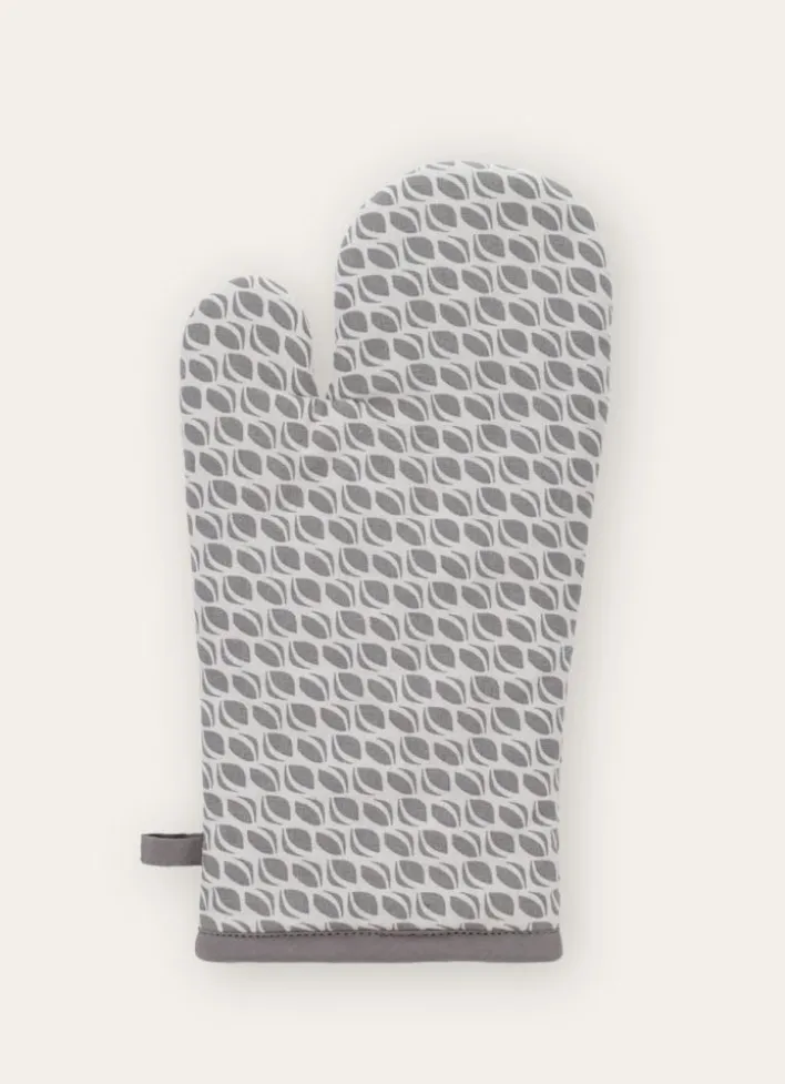 GANT DE CUISINE EN COTON IMPRIMÉ BLANC/GRIS