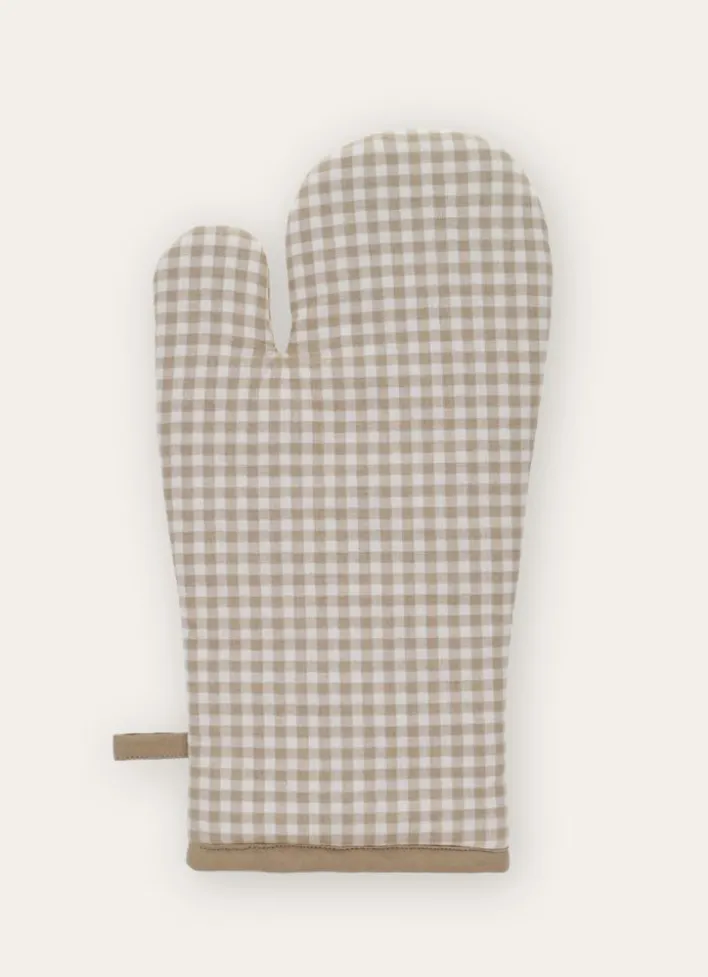 GANT DE CUISINE EN COTON VICHY BEIGE
