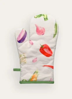 GANT DE CUISINE IMPRIMÉ LÉGUMES MULTICOLORE/BLANC