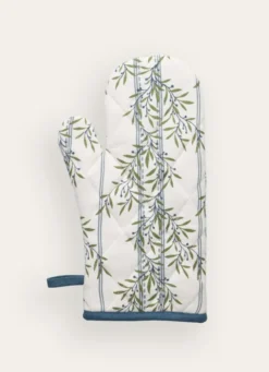 GANT DE CUISINE MOTIF FEUILLAGE MULTICOLORE/BLANC
