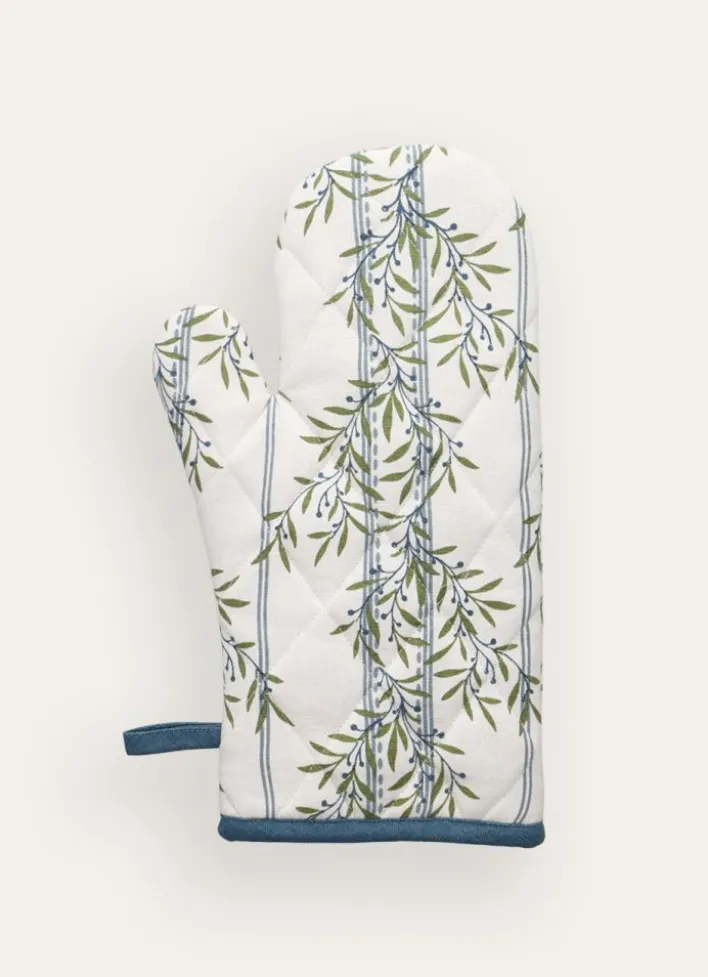 GANT DE CUISINE MOTIF FEUILLAGE MULTICOLORE/BLANC