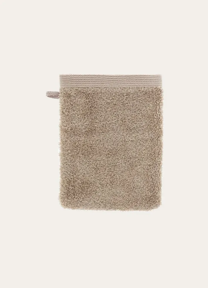 GANT DE TOILETTE BRODÉ EN COTON 500GR TAUPE