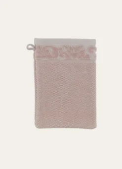 GANT DE TOILETTE LITEAU VELOURS CISELÉ ROSE