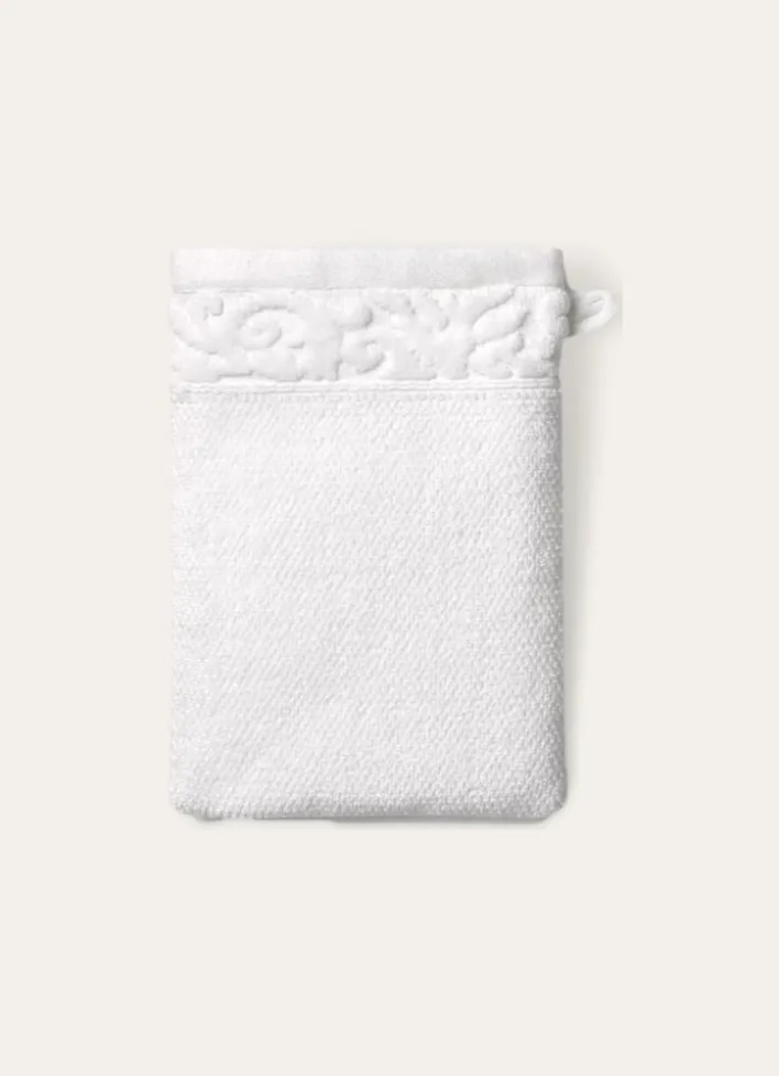 GANT DE TOILETTE LITEAU VELOURS CISELÉ BLANC