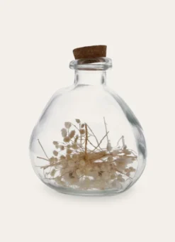 GRANDE BOUTEILLE EN VERRE AVEC FLEURS SÉCHÉES TRANSPARENT