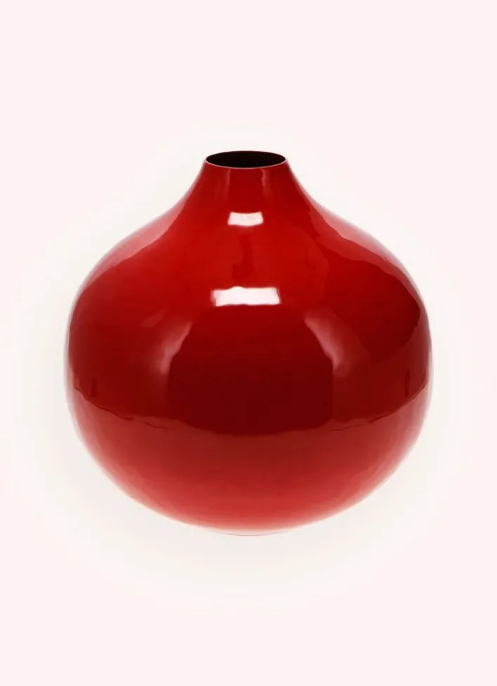 GRAND VASE EN MÉTAL COLORÉ FINITION ÉMAILLÉE TERRE