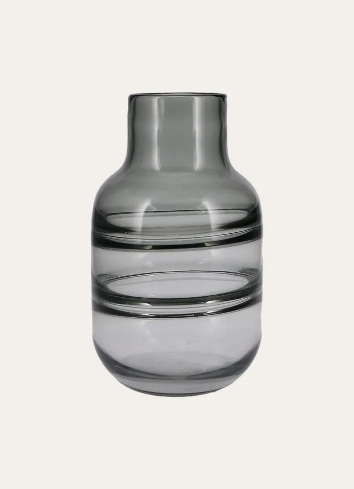 GRAND VASE EN VERRE RICOCHET GRIS TRANSPARENT