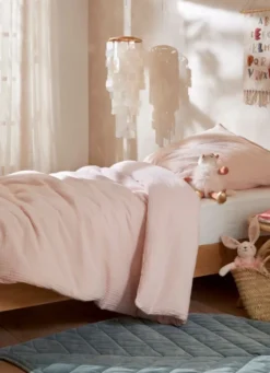 HOUSSE DE COUETTE BÉBÉ EN GAZE DE COTON ROSE