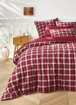 HOUSSE DE COUETTE À CARREAUX TISSÉ TEINT TORQUHIL ROUGE