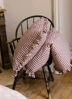 HOUSSE DE COUETTE À CARREAUX VICHY GRENAT
