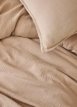 HOUSSE DE COUETTE DOUBLE GAZE DE COTON SABLE