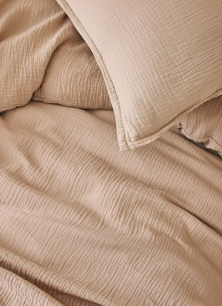 HOUSSE DE COUETTE DOUBLE GAZE DE COTON SABLE