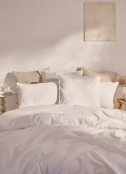 HOUSSE DE COUETTE DOUBLE GAZE DE COTON LAIT