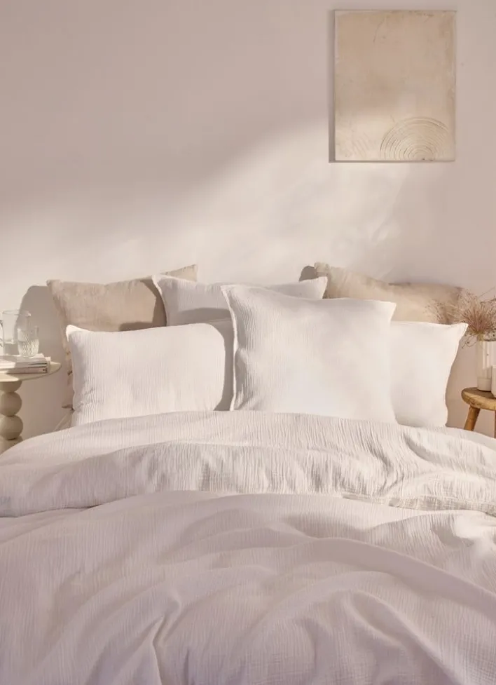 HOUSSE DE COUETTE DOUBLE GAZE DE COTON LAIT
