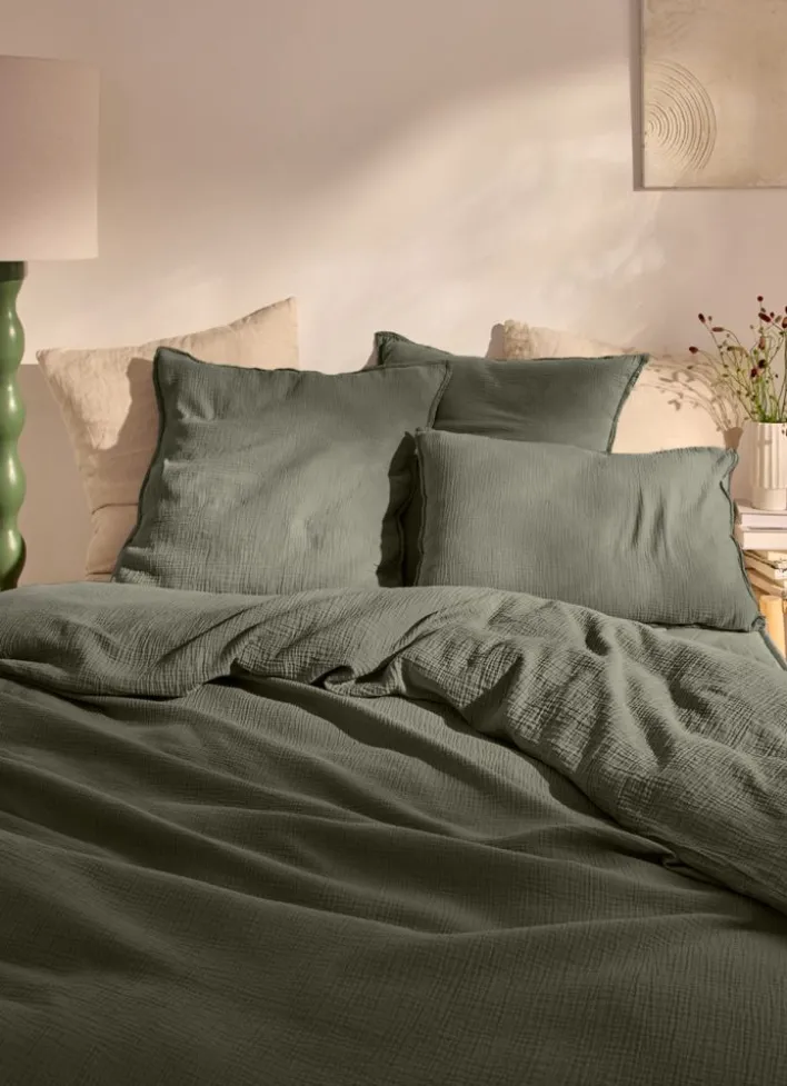 HOUSSE DE COUETTE DOUBLE GAZE DE COTON KAKI