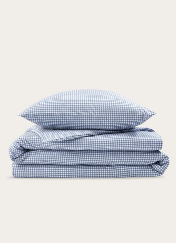 HOUSSE DE COUETTE EN COTON VICHYBLEU