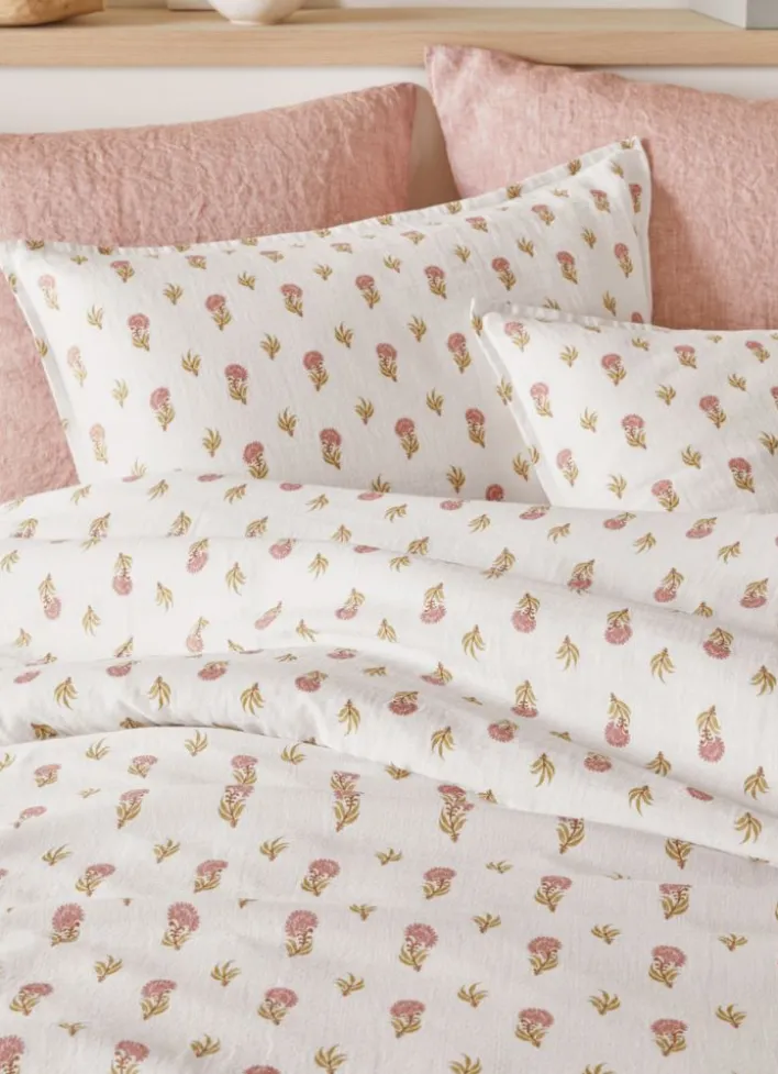 HOUSSE DE COUETTE EN DOUBLE GAZE DE COTON IMPRIMÉE ECRU